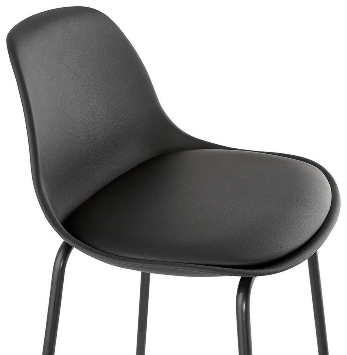 BARHOCKER Kunstleder Metallgestell Sitzhöhe 65cm Rückenlehne RENIXA MINI, Schwarz 42x41,5x86,5 cm - Schwarz, Kunststoff/Textil (42/87/42cm) - KADIMA DESIGN