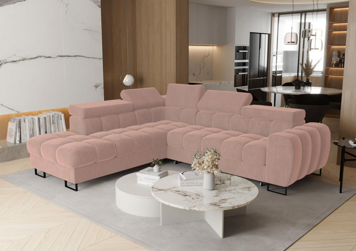 ECKSOFA Bastien Max Mit Schlaffunktion - Rosa, Holzwerkstoff/Textil (225/260cm) - Fun Möbel
