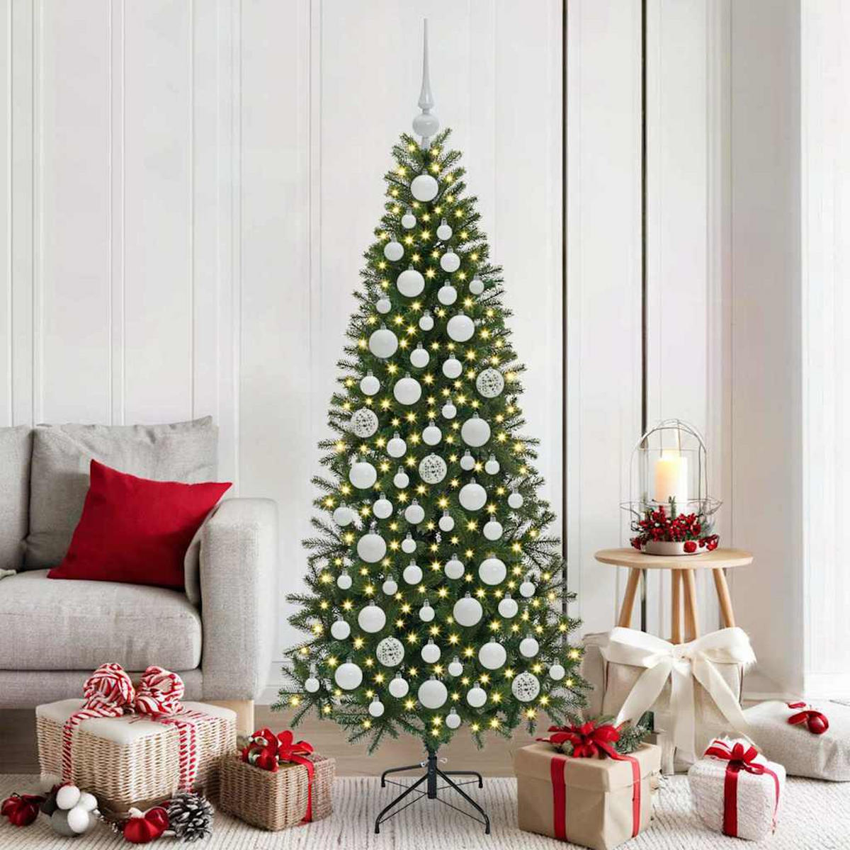 WEIHNACHTSKUGELSET 120 -teilig Weiß Kunststoff - Weiß, Kunststoff (6/27/6cm) - vidaXL