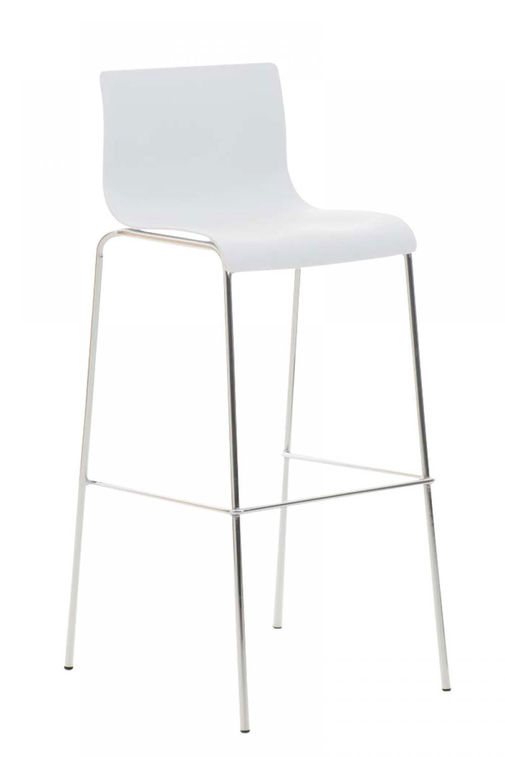BARHOCKER Kunststoff Weiß - Chromfarben/Weiß, Kunststoff/Metall (43/100/48cm) - CLP