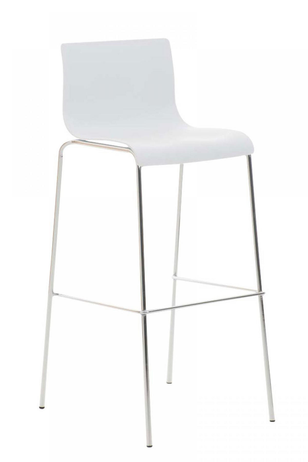 BARHOCKER Kunststoff Weiß - Chromfarben/Weiß, Kunststoff/Metall (43/100/48cm) - CLP