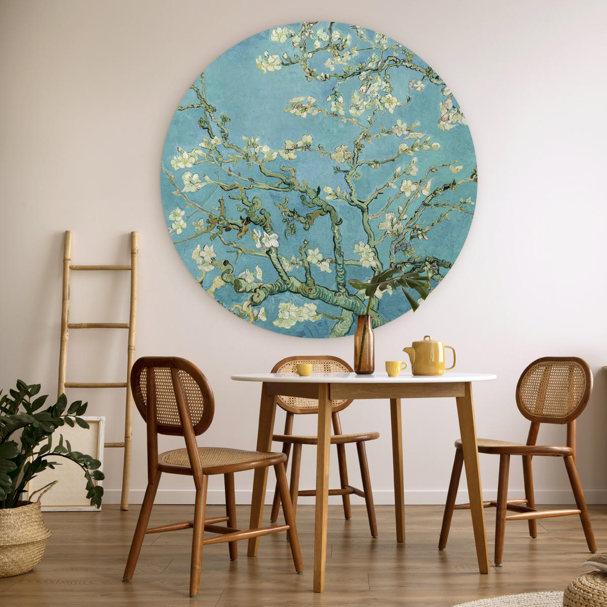 WANDBILD Van Gogh - Mandelblüte - Alte Meister - Kunst - Vintage 140x140 cm - Pastellblau, Kunststoff (140/140cm) - MuchoWow