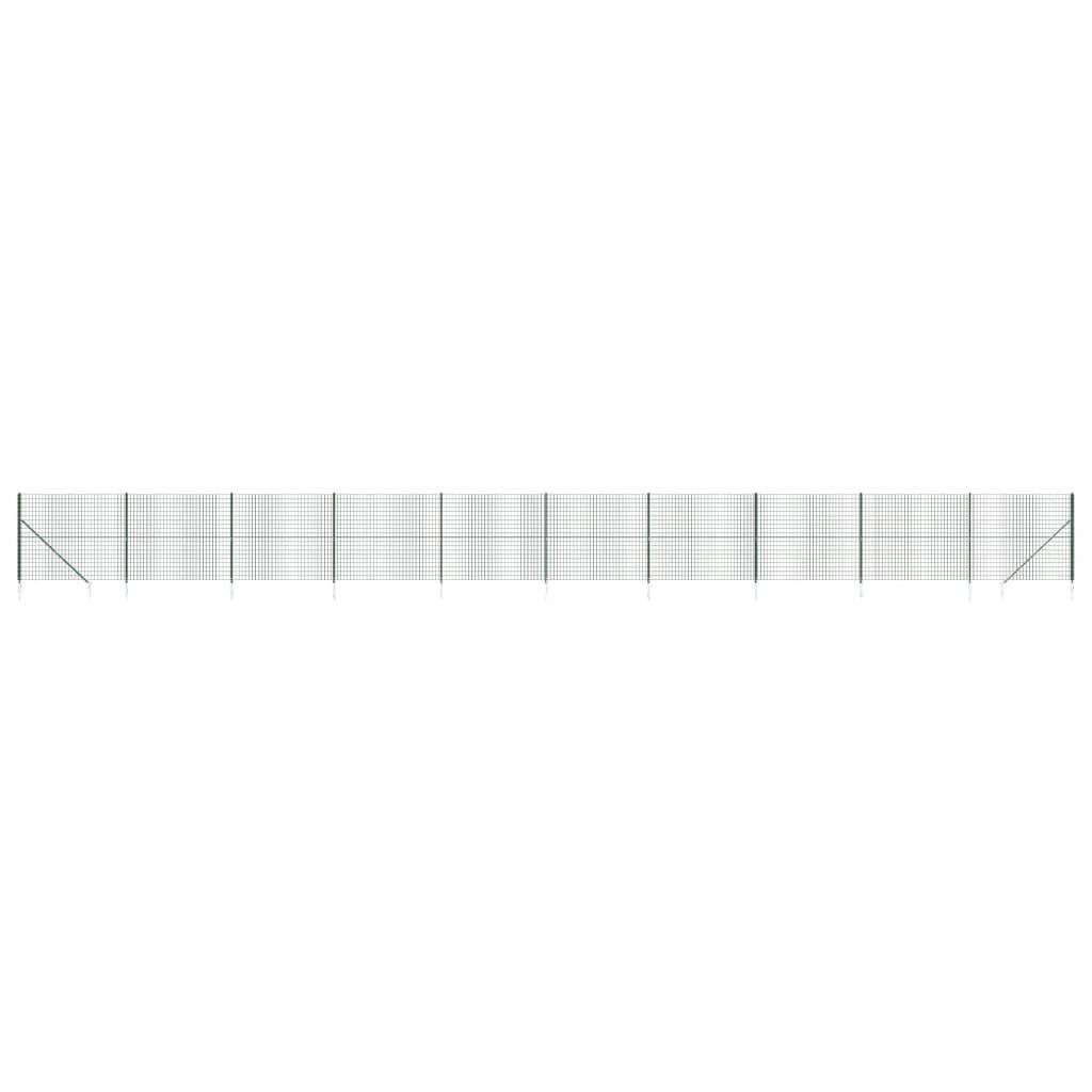 GARTENZAUN, Maschendrahtzaun mit Bodenhülsen, 1,4/25 m, aus Stahl und PVC, Grün - Grün, Metall (2500/140cm) - vidaXL