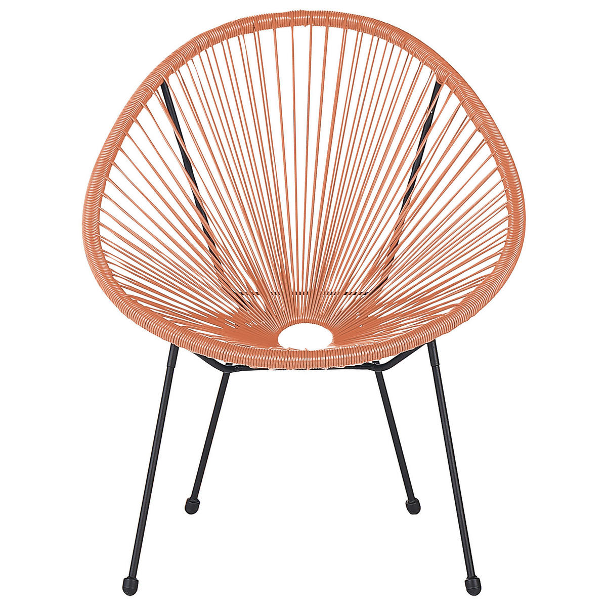 RATTANSTUHL Kunststoff orange 70 cm Acapulco II - Schwarz/Orange, Kunststoff (70/87/90cm) - Beliani
