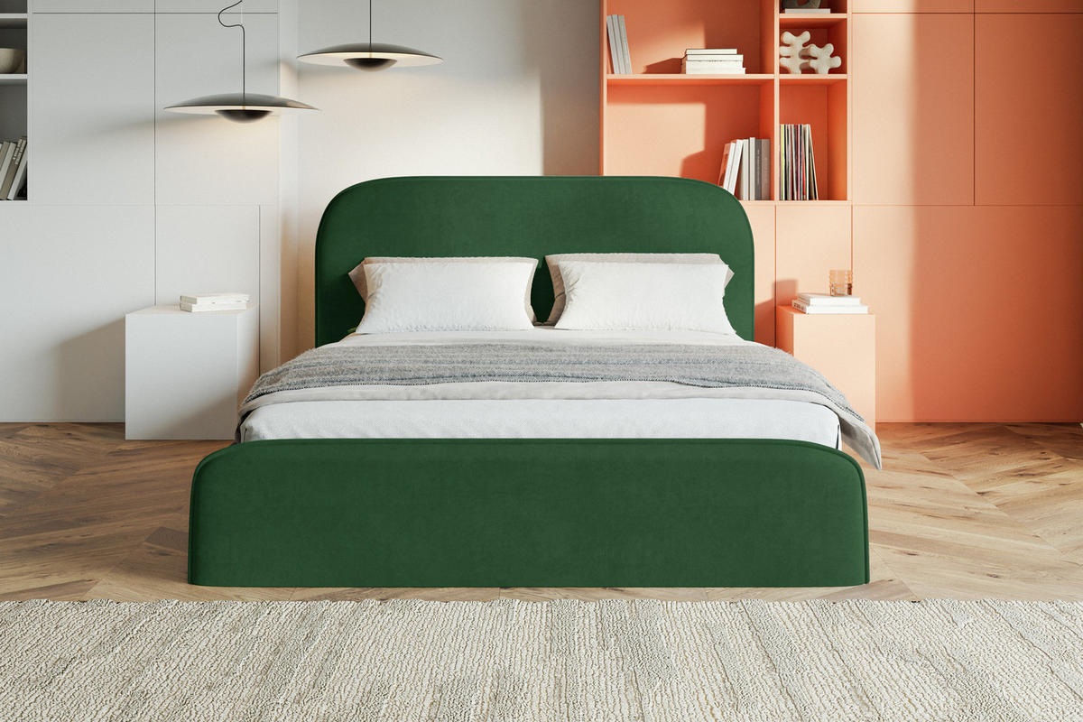 BETT 200x200 cm Wendra Slim mit Lattenrost, Bettkasten, Samt, Grün - Grün, Holz/Textil (200/200cm) - Emporius