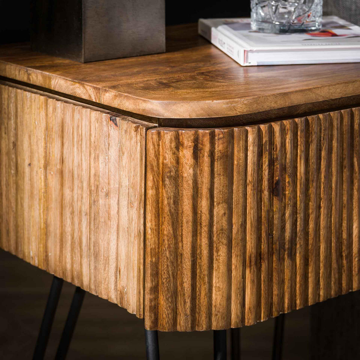 NACHTTISCH Wave Braun|Schwarz 40/45/60 cm - Braun, Holz (45/60/40cm) - Hoyz Collection
