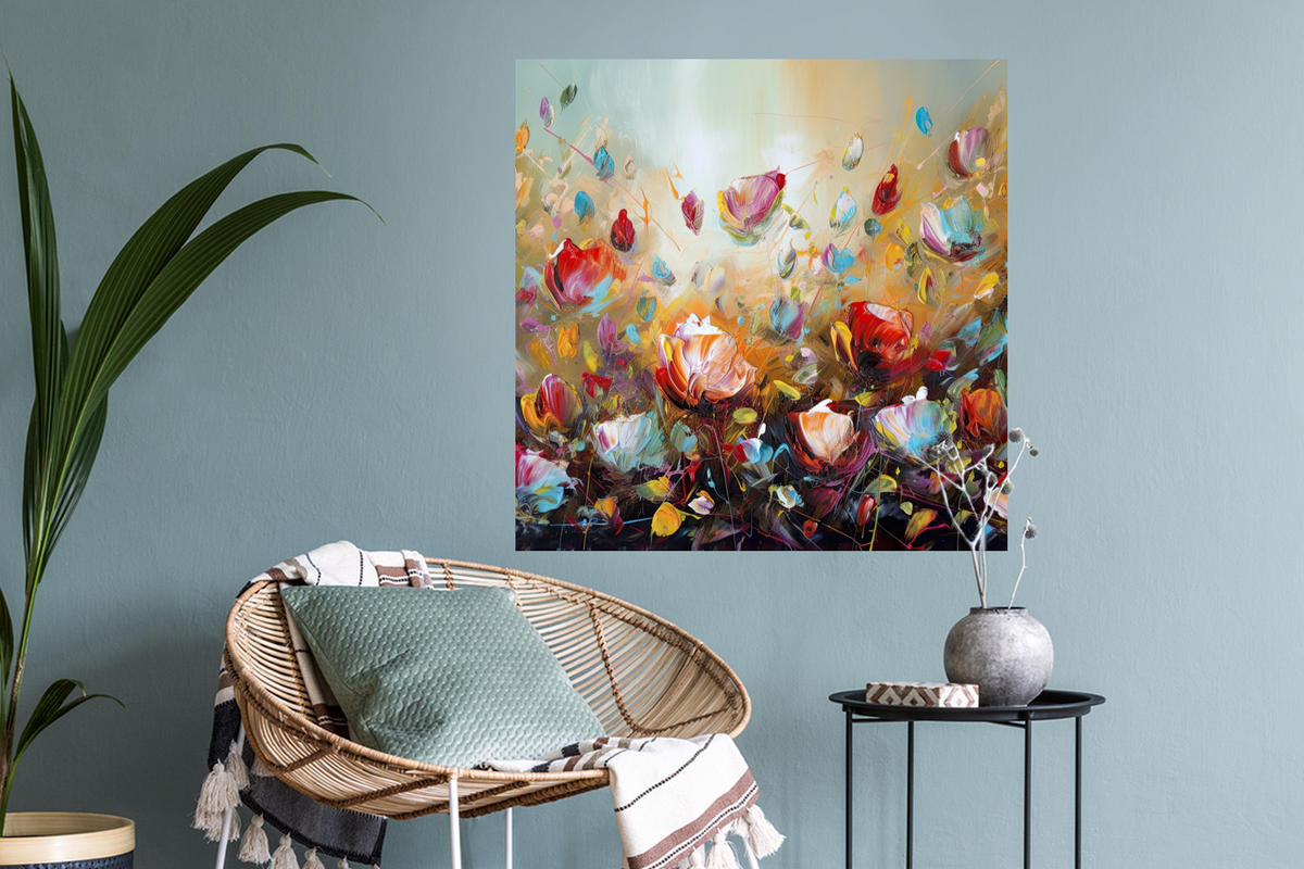 WANDTATTOO Blumen - Kunst - Natur - Ölgemälde 50x50 cm - Multicolor, Kunststoff (50/50/0.1cm) - MuchoWow