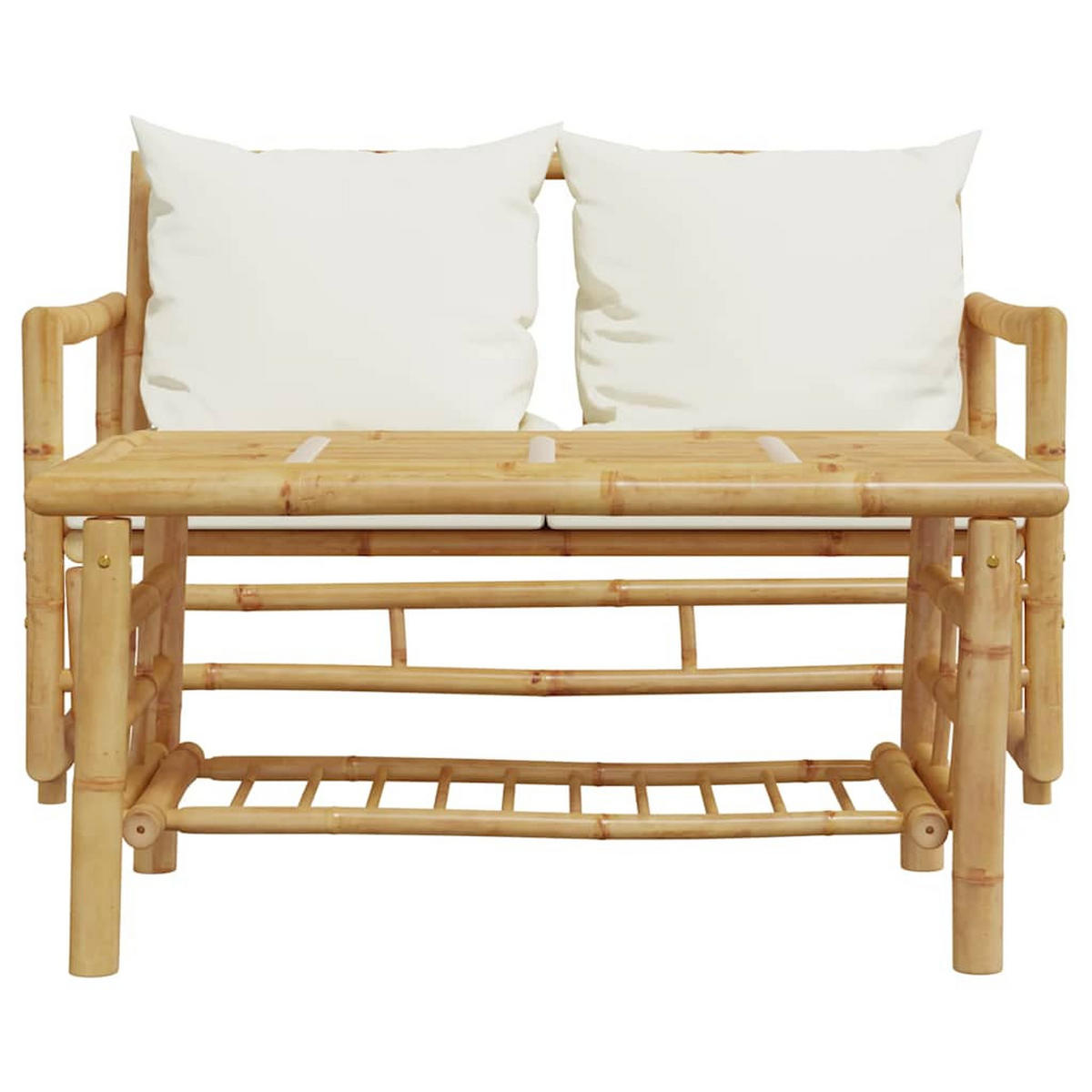 GARTENSOFA-SET 2Er Set Mit Kissen Bambus - Braun, Naturmaterialien - vidaXL