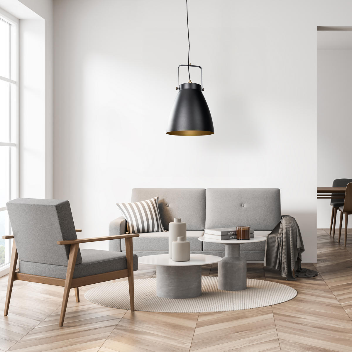 PENDELLEUCHTE Boone Pd - Schwarz, Metall (39/39/58.4cm) - Paco Home