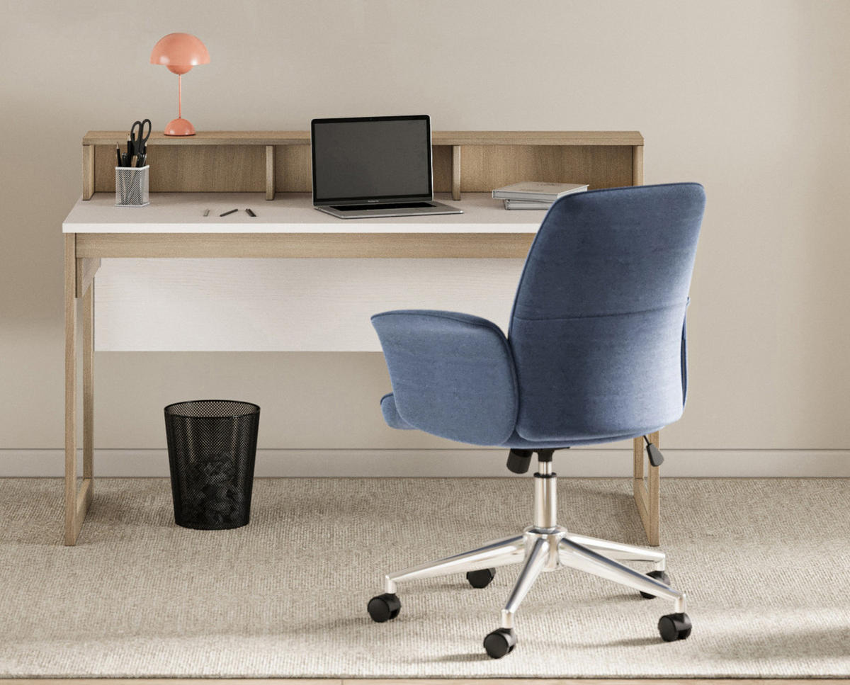 SCHREIBTISCH weiß und Eiche, Laptoptisch skandinavisch 120 cm - Eichefarben/Weiß, Holzwerkstoff (60/120/91cm) - Furn.Design