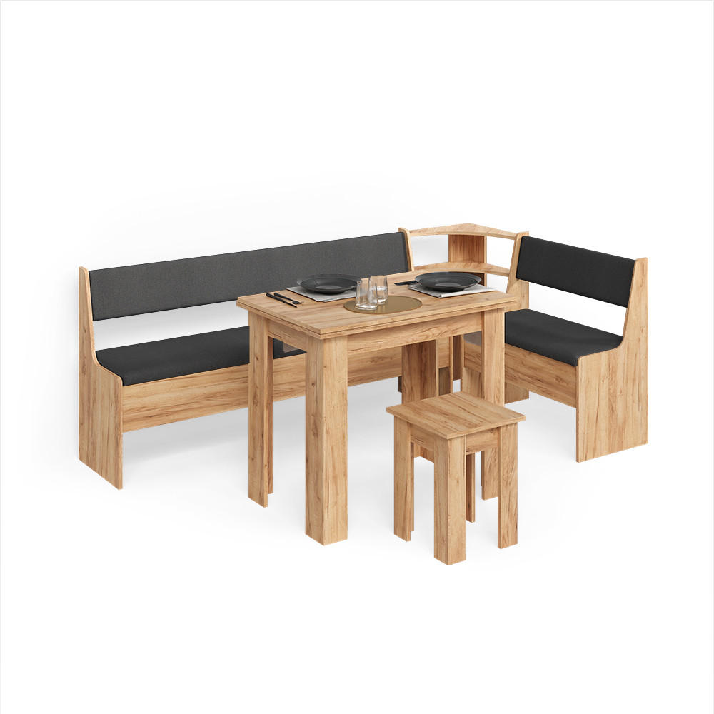 ECKBANKGRUPPE Tiberio Goldkraft Eiche 210 x 120 cm mit Tisch - Honigeiche, Holzwerkstoff (210/80/120cm) - Livinity®