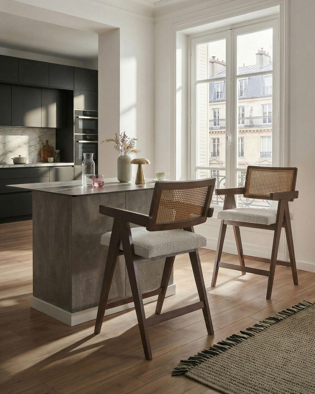BARSTUHL 2er-Set Holz Braun/HellbeigeAva - Beige, Holz (55/102/65cm) - Beliani