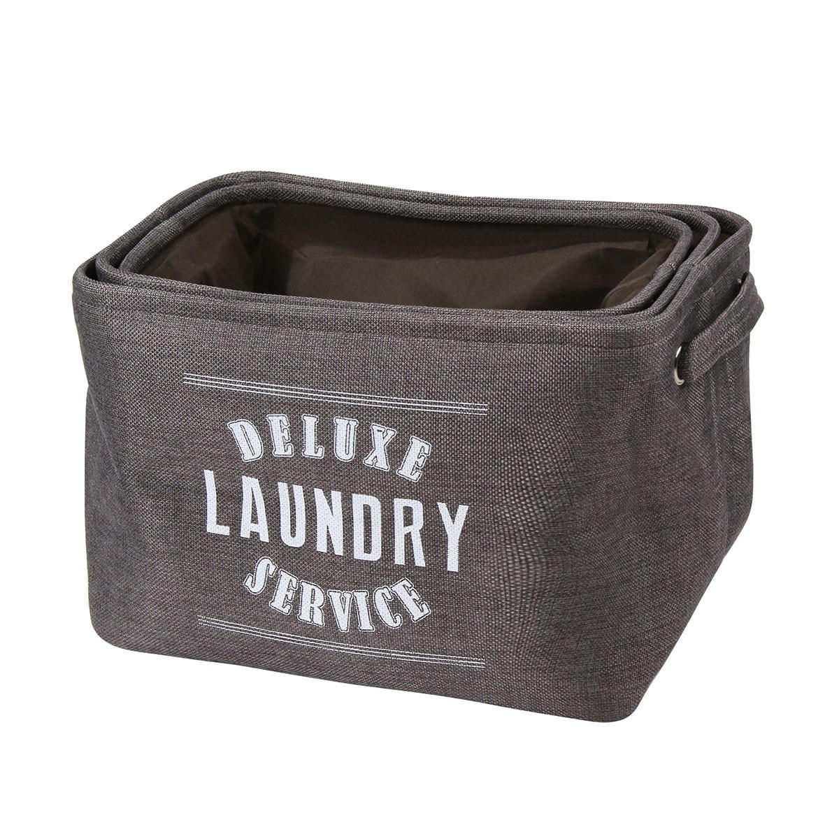 SET von 3 Wäschekörben aus grauem Stoff - 33/23/23 cm - Grau, Textil (33/23/23cm) - Calicosy