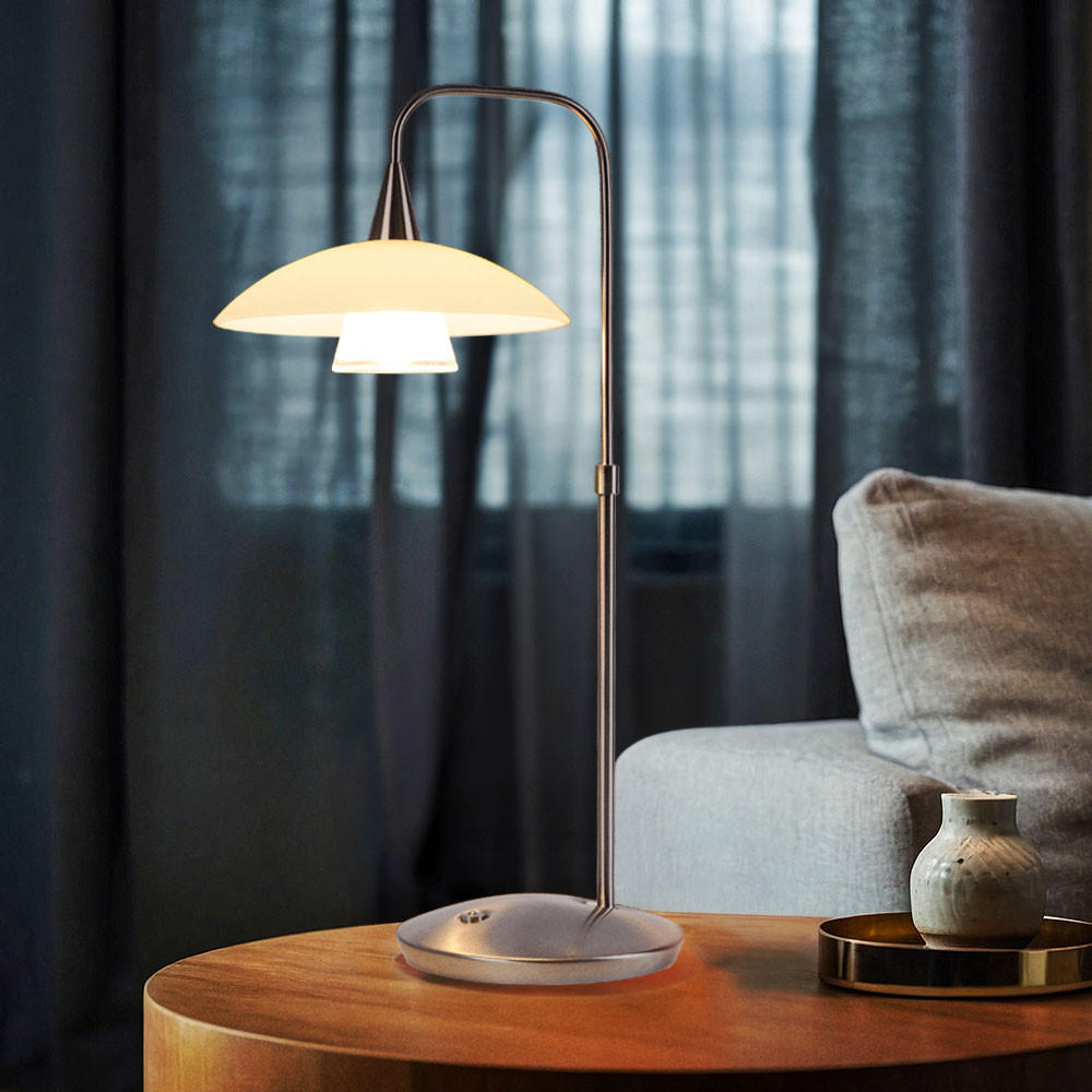 LED TISCHLEUCHTE Metall Silber Weiß - Silberfarben, Glas (27/27/45cm)