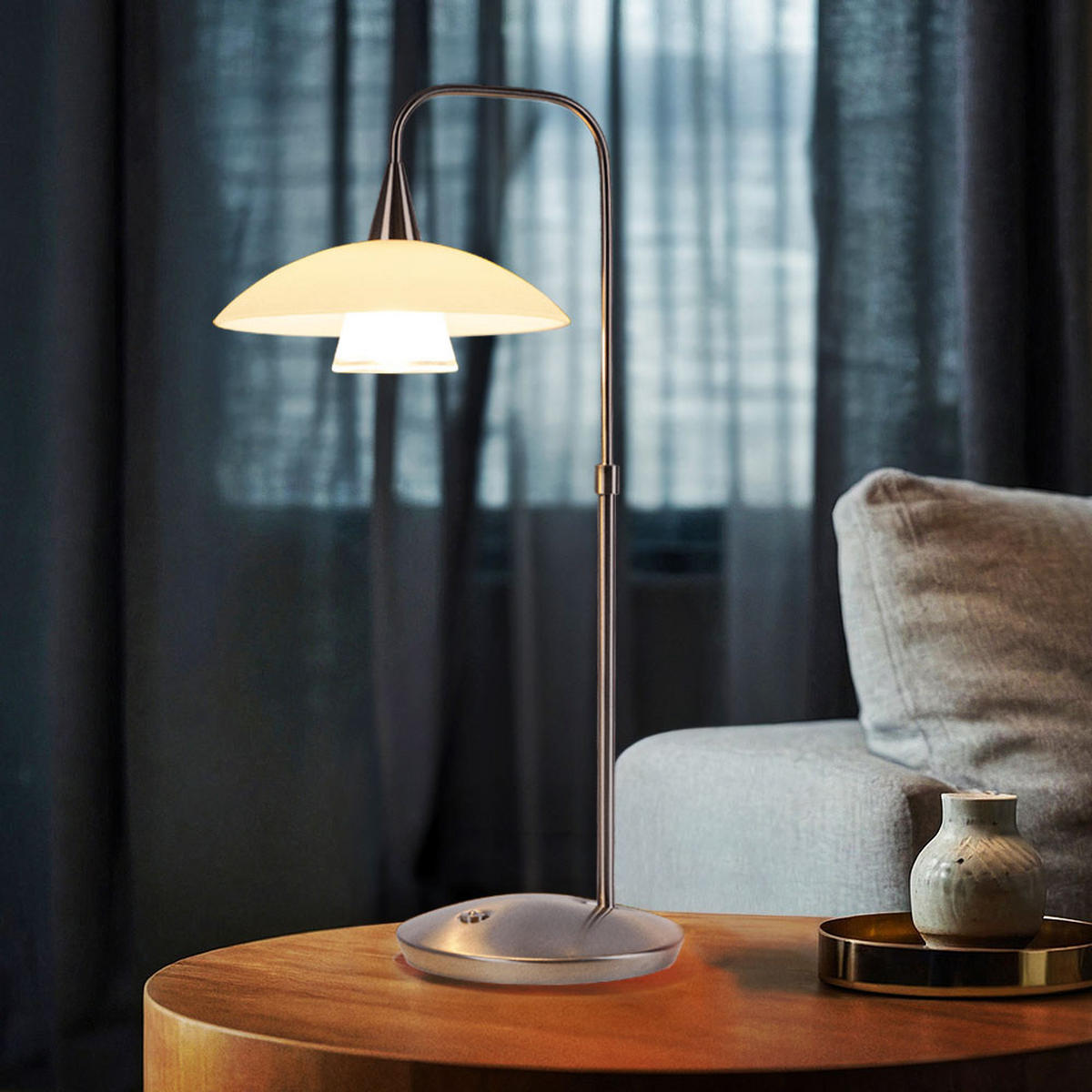 LED TISCHLEUCHTE Metall Silber Weiß - Silberfarben, Glas (27/27/45cm)