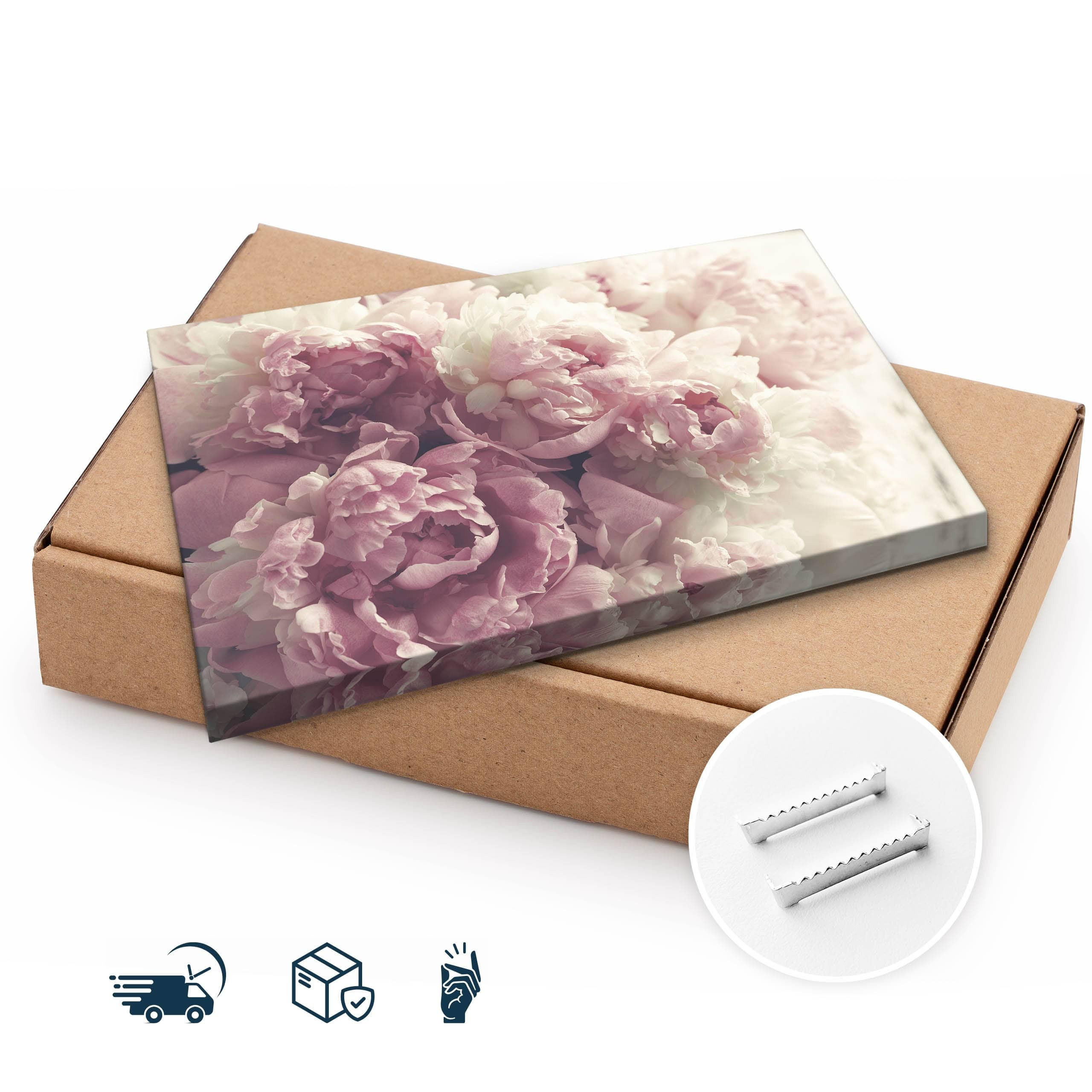 Thumbnail - Muralo Leinwandbild, Weiß, Rosa, Beige, Textil, Floral, Rechteckig, 100x70 cm, Bilder und Zubehör, Wandbilder, Leinwandb...