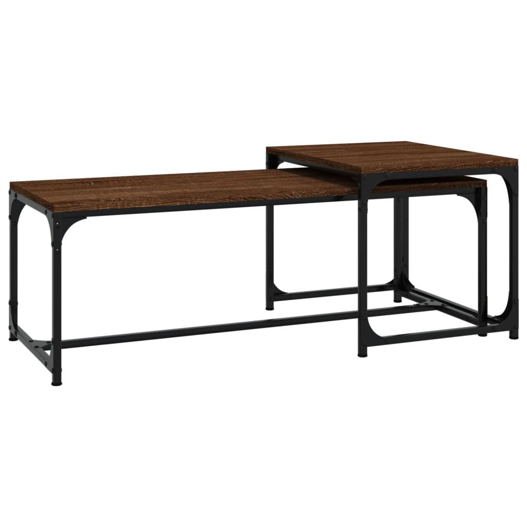 COUCHTISCHE 2 Stk. Braun Eichen-Optik Holzwerkstoff - Braun, Holzwerkstoff (100/50/40cm) - furnicato