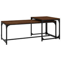 COUCHTISCHE 2 Stk. Braun Eichen-Optik Holzwerkstoff - Braun, Holzwerkstoff (100/50/40cm) - furnicato
