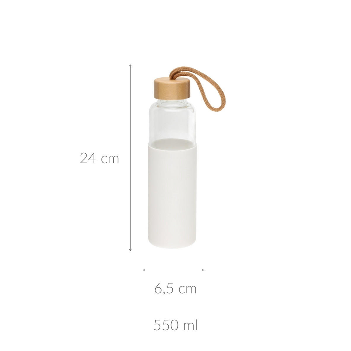 WASSERFLASCHE Silikonhülle 550 ml - Weiß, Glas (5.5L)