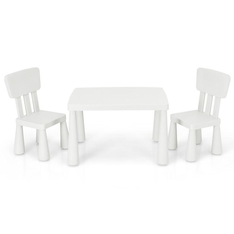 KINDERTISCH mit 2 Stühlen weiß(3-tlg) - Weiß, Kunststoff (76.5/49.5/54.5cm) - COSTWAY