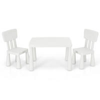 KINDERTISCH mit 2 Stühlen weiß(3-tlg) - Weiß, Kunststoff (76.5/49.5/54.5cm) - COSTWAY