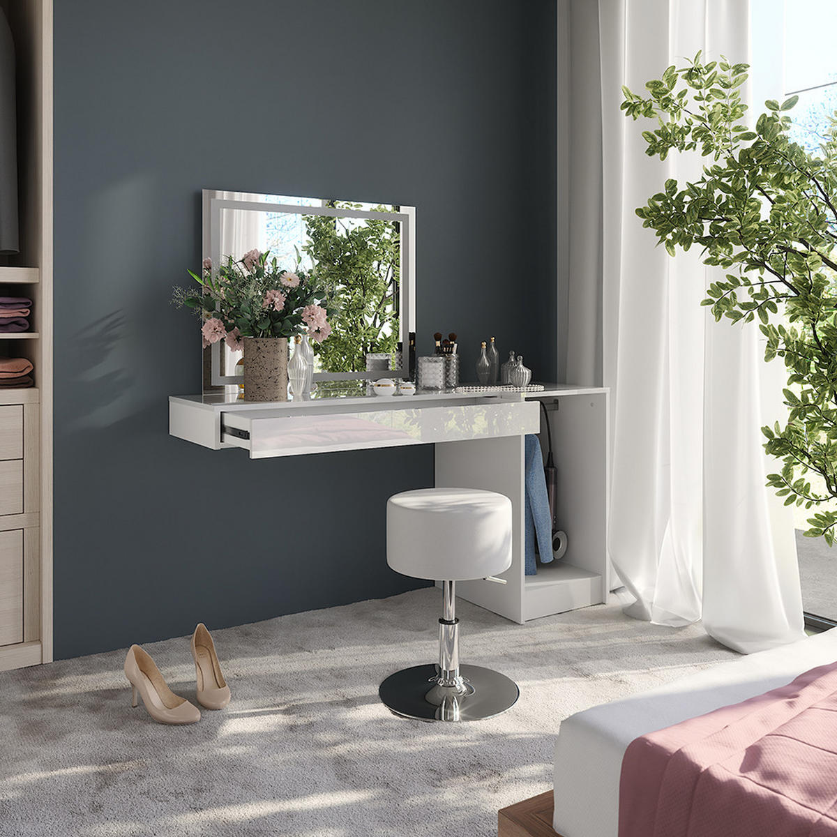 TOALETNÍ STOLEK Sherry Bílá - bílá, kompozitní dřevo (100/12/40.1cm) - Vicco