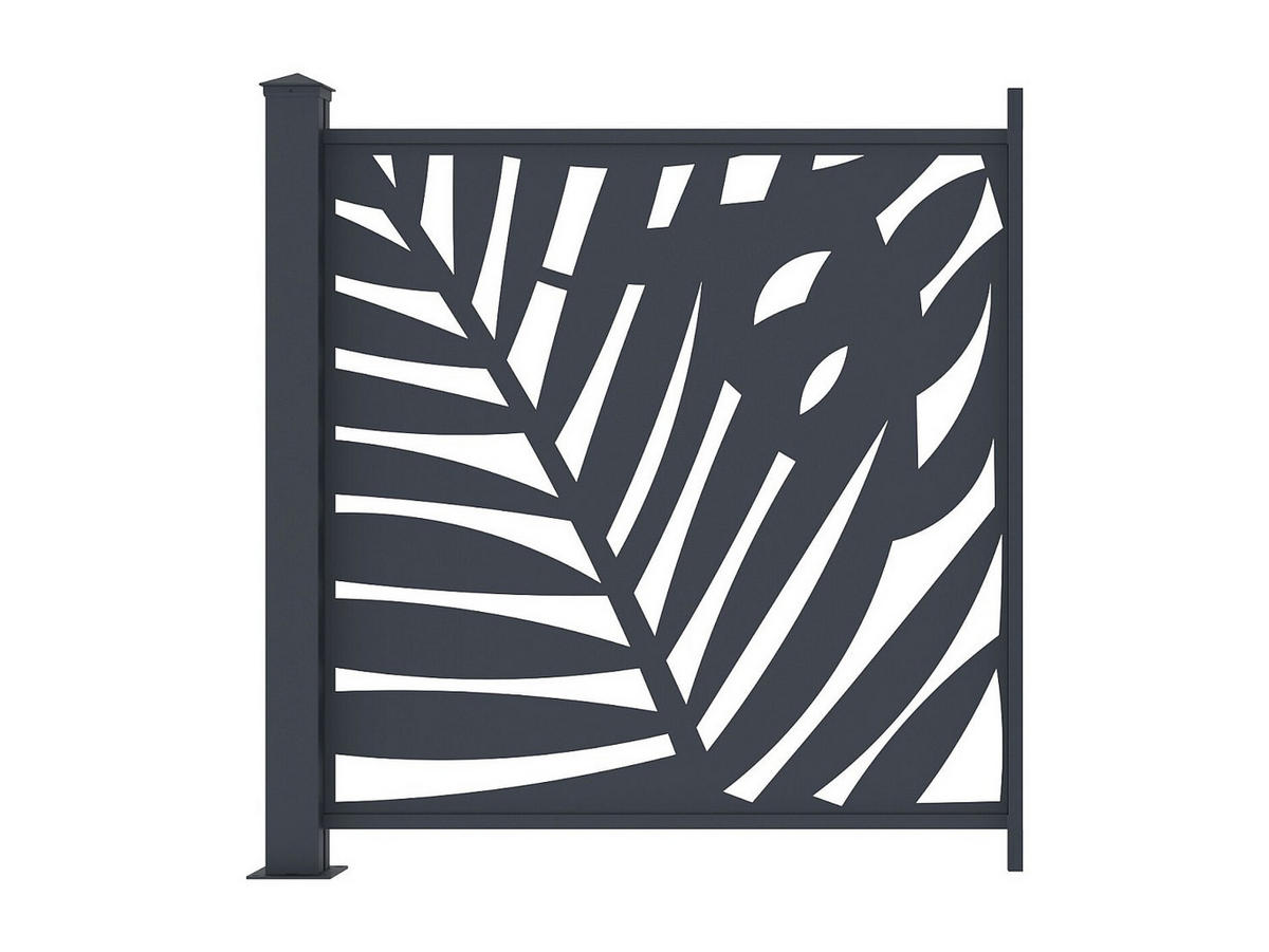 ZAUN - 102.5cm x 7.6cm - Aluminium - anthrazitgrau - TOGIRO - Anthrazit, Metall (102.5/100cm) - Vente-Unique