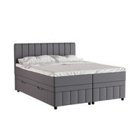 BOXBETT AVALON 160 x 200 cm mit Bettkasten und Topper - Dunkelgrau - Dunkelgrau, Holz - Panda Möbel