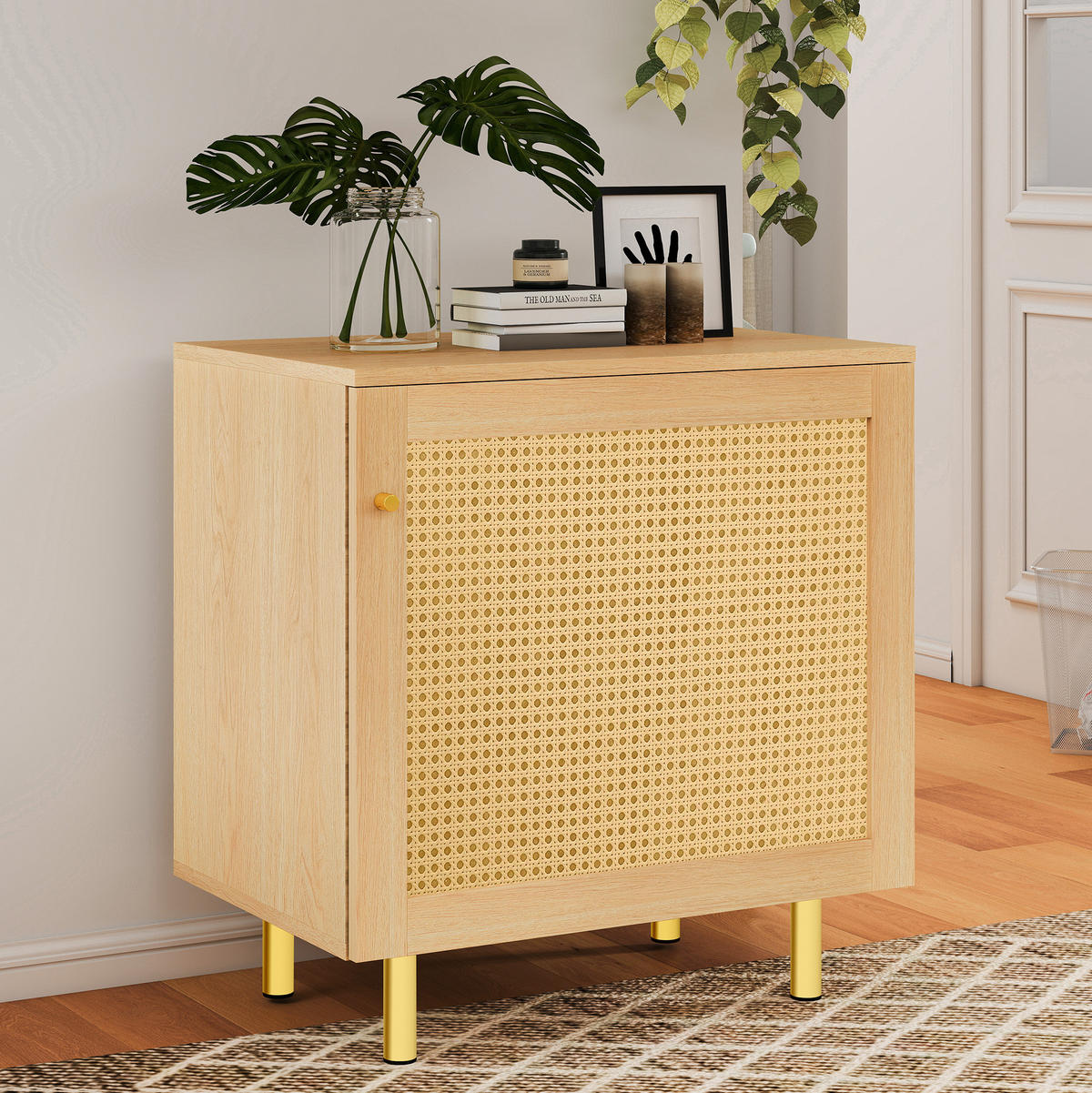 SIDEBOARD 60/63/40 cm Natur aus MDF mit Rattangeflecht - Naturfarben, Holzwerkstoff (40/63/60cm) - OKMYHOME