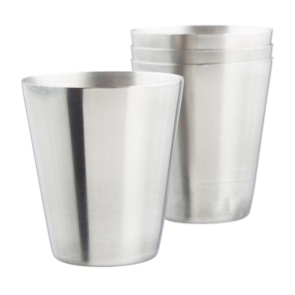 FLACHMANNSET Silber Edelstahl 7-teiliges-Set 200 ml - Silberfarben, Metall (10/13/2.5cm) - Relaxdays