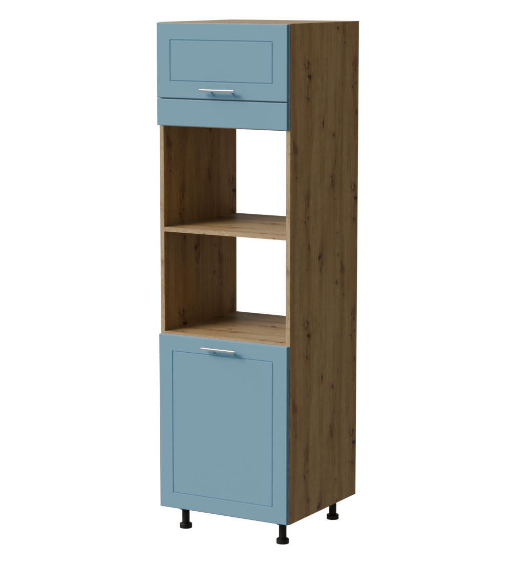 BACKOFENUMBAUSCHRANK Bari D14RU/60/207 Eiche Artisan / RAL 5024 pastellblau 60 / 59 / 207cm - Blau/Eiche Artisan, Holz/Holzwerkstoff (60/207/59cm) - Feldmann-Wohnen