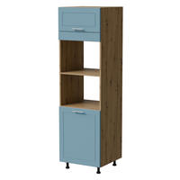BACKOFENUMBAUSCHRANK Bari D14RU/60/207 Eiche Artisan / RAL 5024 pastellblau 60 / 59 / 207cm - Blau/Eiche Artisan, Holz/Holzwerkstoff (60/207/59cm) - Feldmann-Wohnen