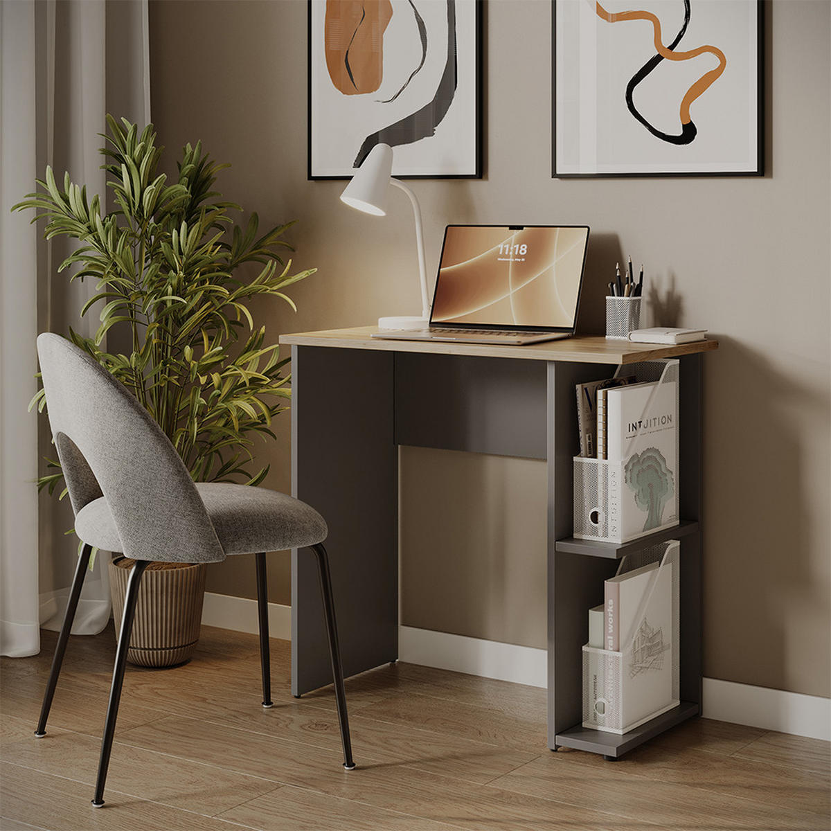 PSACÍ STŮL Simple Antracit 80 x 40 cm - antracitová, kompozitní dřevo (40/80/76cm) - Vicco