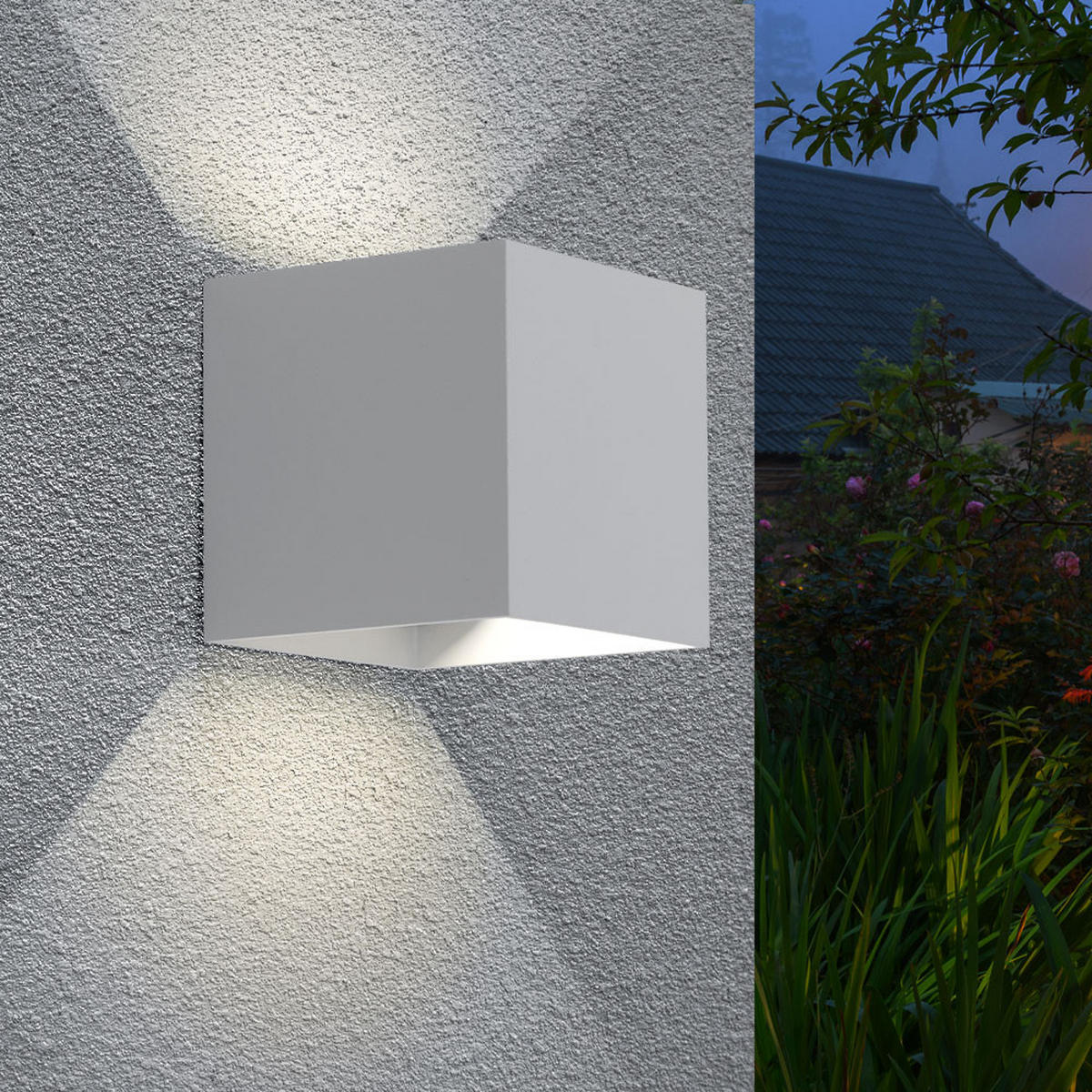 LED AUSSEN-WANDLEUCHTE Aluminium Weiß - Weiß, Metall (10/10/10cm)