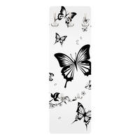 WANDGARDEROBE - Blumen und Schmetterlinge 34/105 cm - Schwarz, Holzwerkstoff (34/105/1.6cm) - Bilderwelten