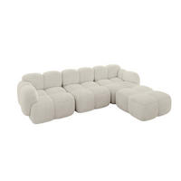 ECKSOFA modulares Sofa Rechts Miko-L2 302x205x75 Creme Cord - Schwarz/Mokka, Holzwerkstoff/Kunststoff (302/205cm) - ALTDECOR