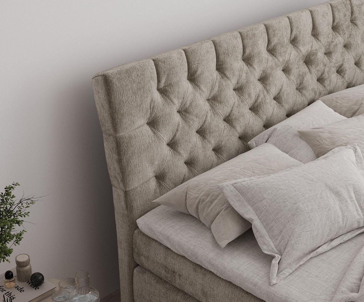 BOXSPRINGBETT Seraphine Beige 140/200 cm - Beige/Schwarz, Holz/Holzwerkstoff (140/200cm) - Maison de Reve