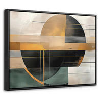 LEINWAND Bilder mit Rahmen - Abstrakt - Gold - Bronze - Grün - Formen - Modern - 40x30 - Multicolor, Textil (40/30cm) - MuchoWow