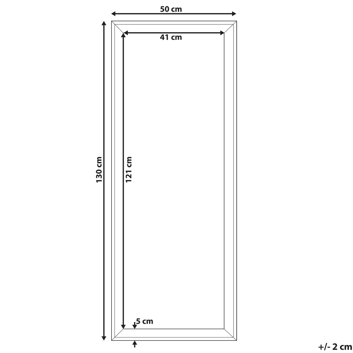 WANDSPIEGEL weiß/Holzoptik rechteckig 50/130 cm Benon - Weiß/Grau, Kunststoff (50/130/3cm) - Beliani