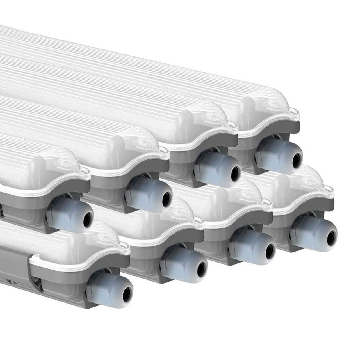 LED DECKENLEUCHTE Grau Wannenleuchte 8er Set - Grau, Kunststoff (127.5/6.8/5.8cm)