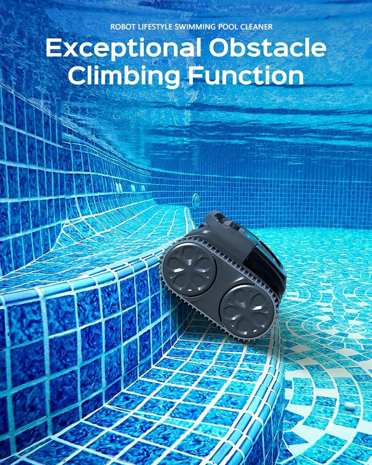 POOLROBOTER kabellos mit APP-Steuerung 6400 mAh - Schwarz, Metall (43/40cm) - Kaket