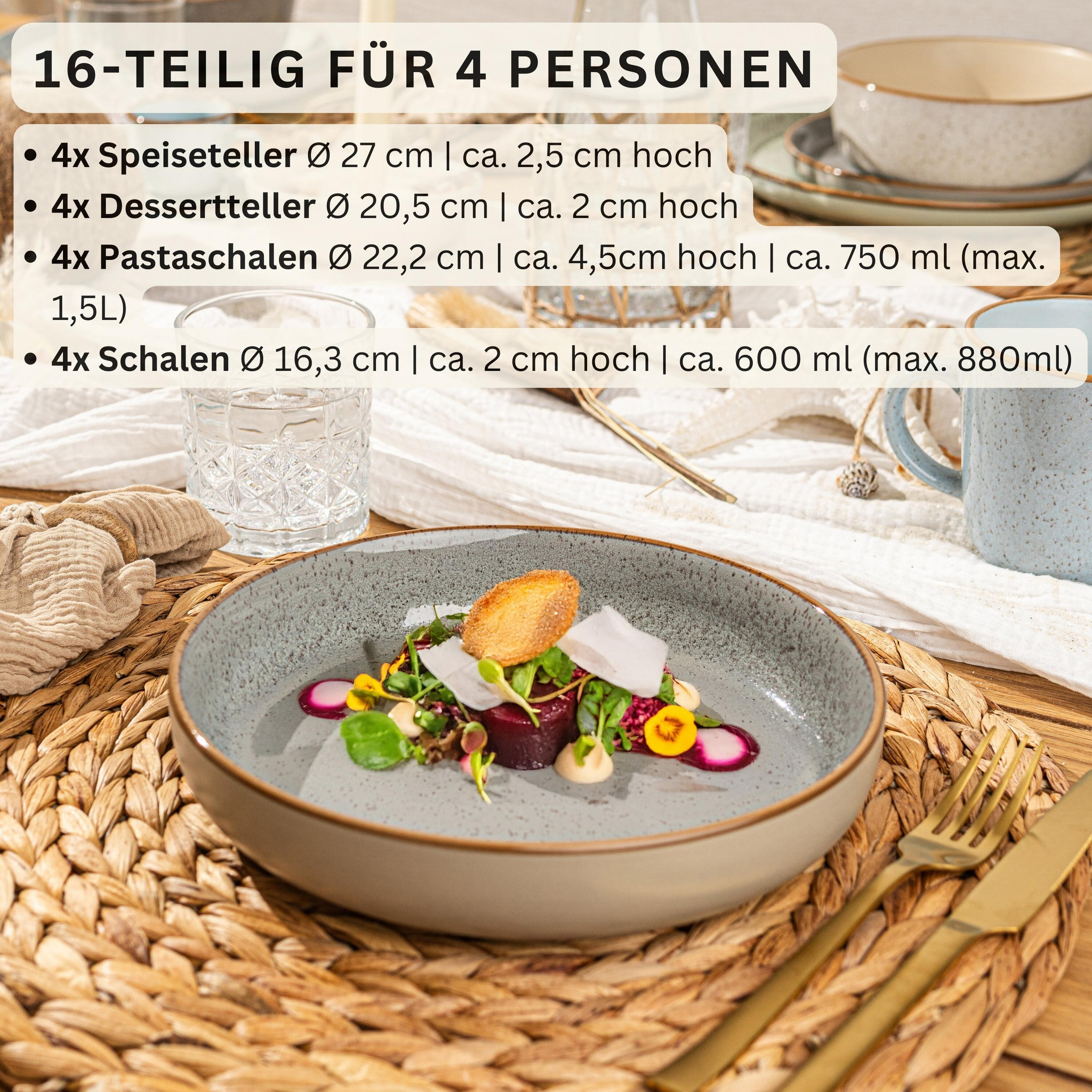 TAFELSERVICE RIO - 16-teilig aus Steingut - Multicolor, Keramik (44/45/54cm) - Sänger