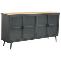 HOLZ-METALLSCHRANK mit Glas 160x36x80 cm - Schwarz, Holz (160/80/36cm) - Wanderlust