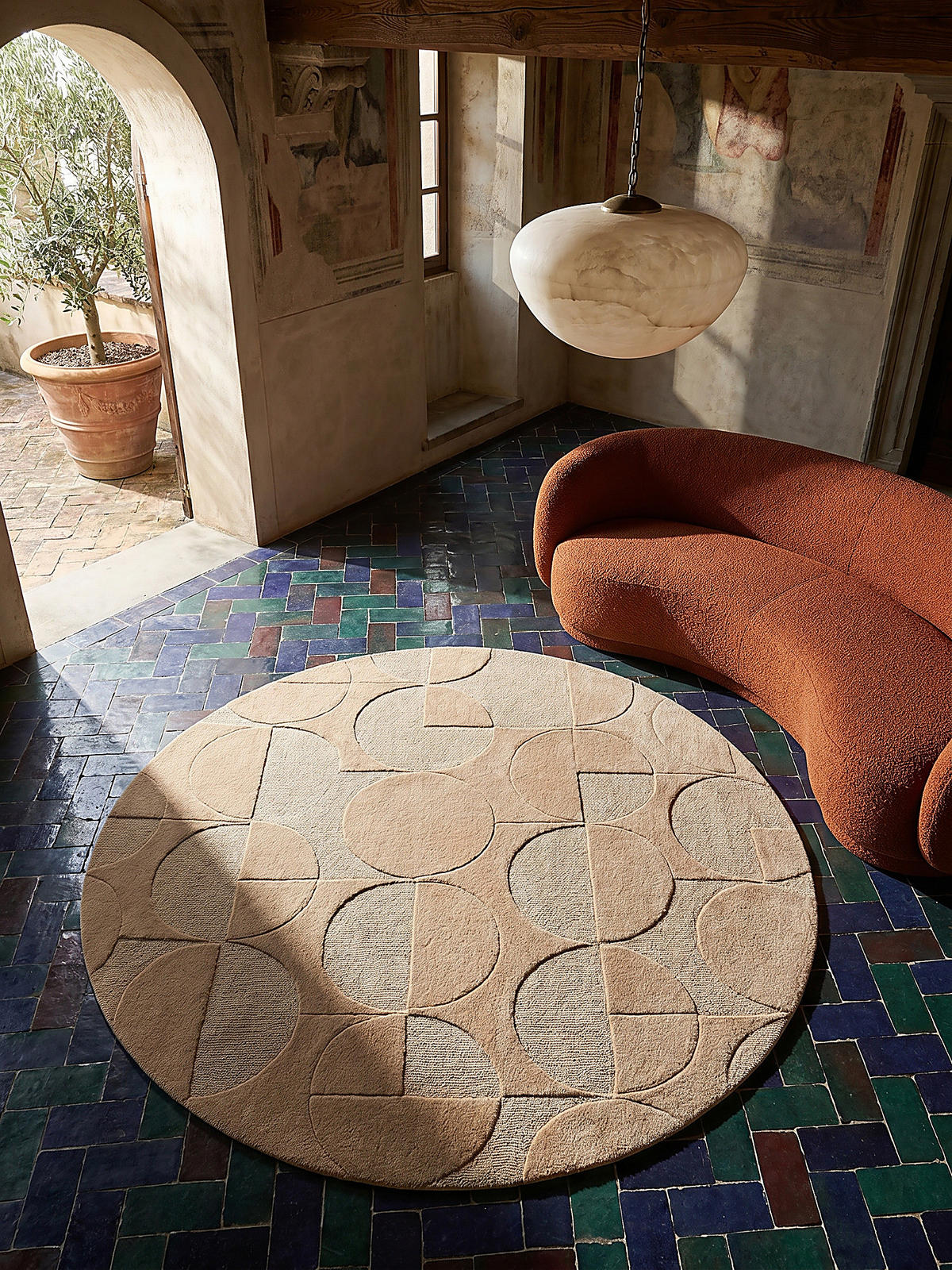 WOLLTEPPICH Geometrisches-Design, naturfarben DEBEN NOAH, Braun 160x160 cm - Braun, Textil (160/160cm) - KADIMA DESIGN