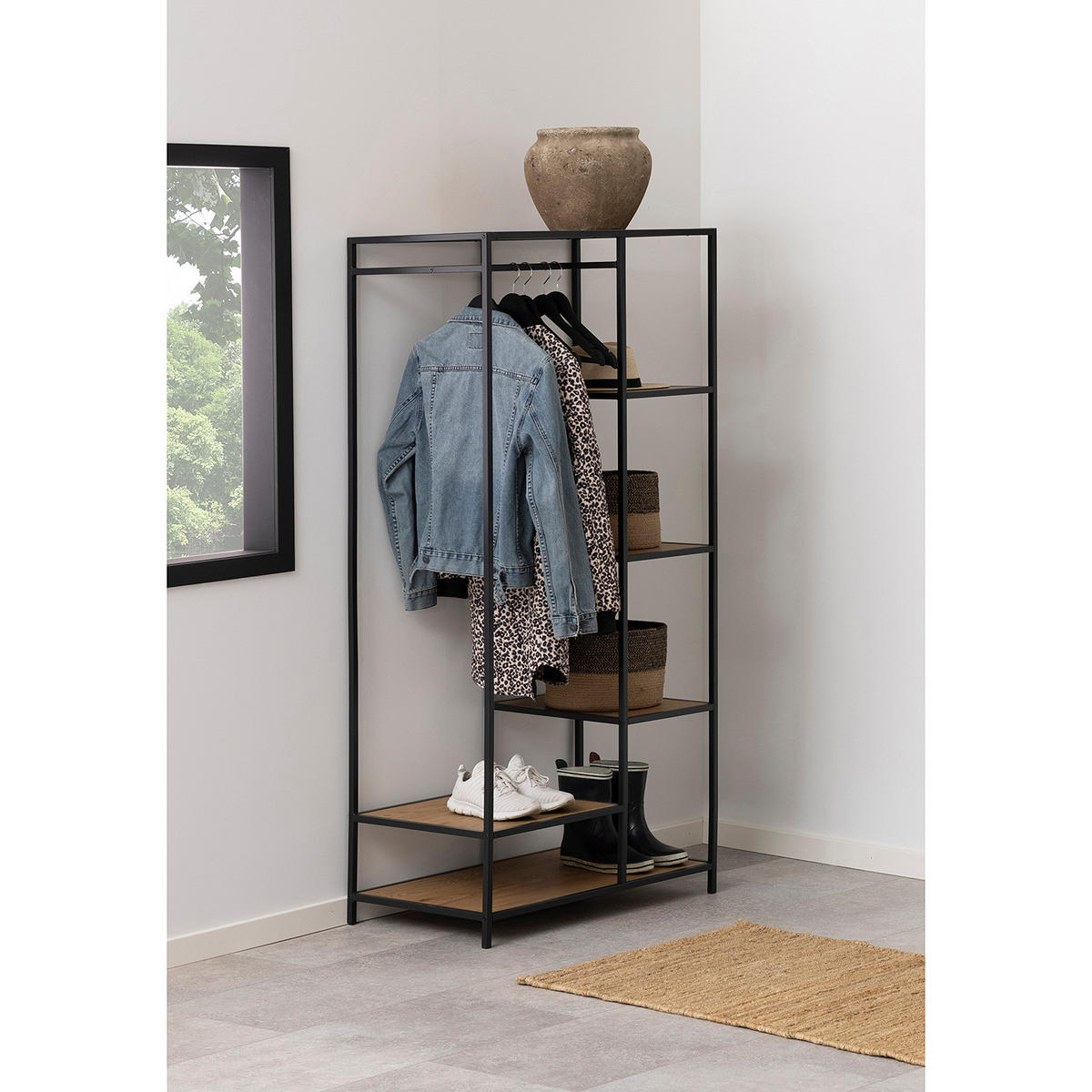 GARDEROBE - Wildeiche, Holzwerkstoff/Metall (77/165/45cm) - home24