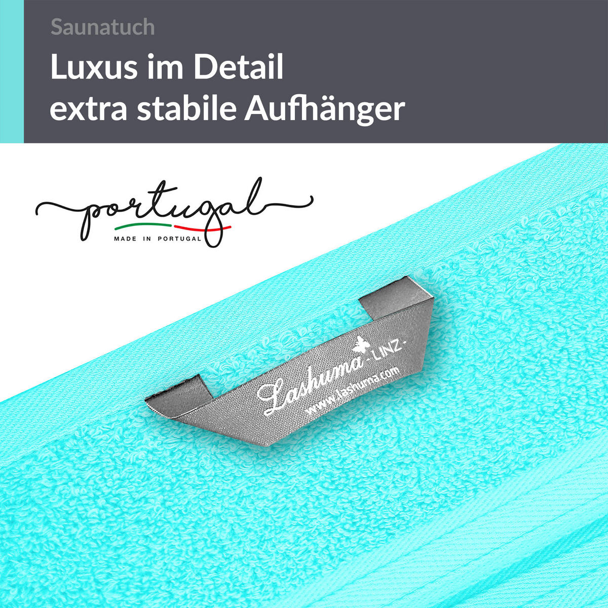 BADETUCH Linz Türkis 100x200 cm - Türkis, Textil (100/200cm) - Lashuma