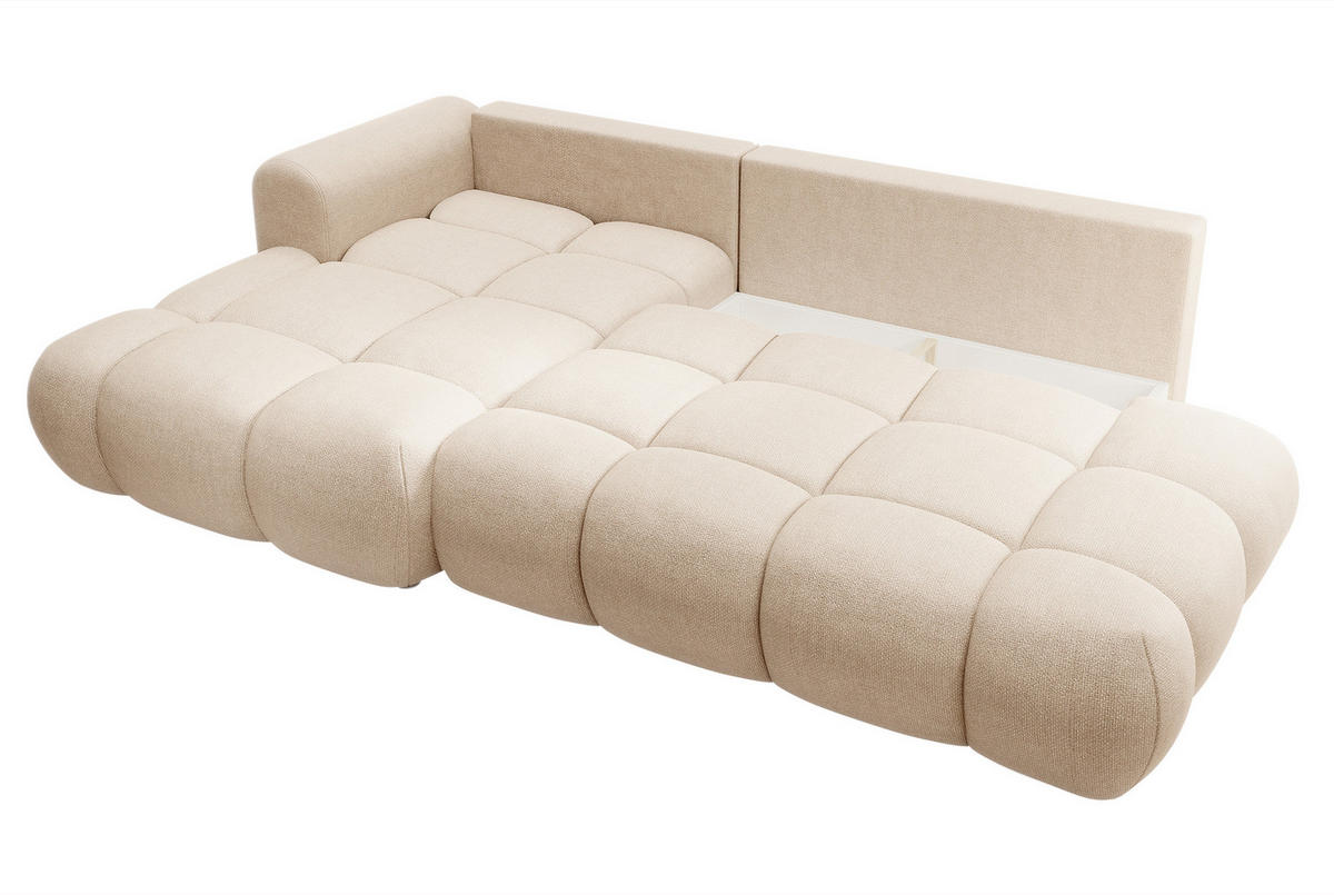 ECKSOFA Ombo Beige Chenille 280 cm - Beige/Schwarz, Kunststoff/Textil (284/167cm) - Selsey