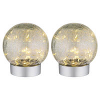 LED TISCHLEUCHTE SOONA Silber Glas Crackle - Silberfarben, Glas (12/12/13.5cm) - Globo Lighting