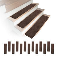 STUFENMATTE Braun 16er-Set selbsthaftend 75x20 cm - Braun, Kunststoff/Textil (20/75/0.75cm) - Relaxdays