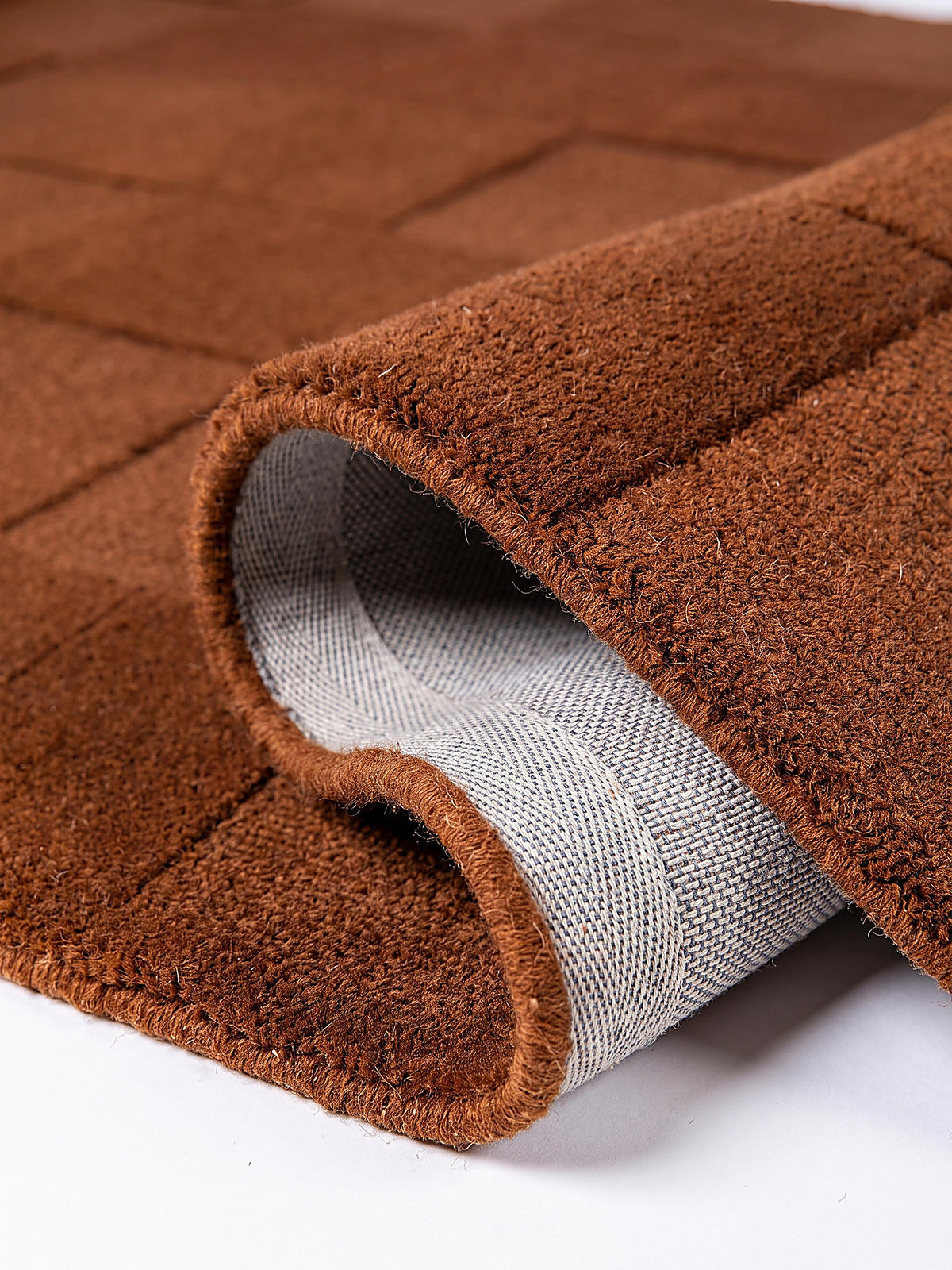 TEPPICH aus Wolle, handgetuftet, DEBEN, in Terrakotta, Schachbrettmuster, 160 x 230 cm - Orange, Textil (160/230cm) - KADIMA DESIGN